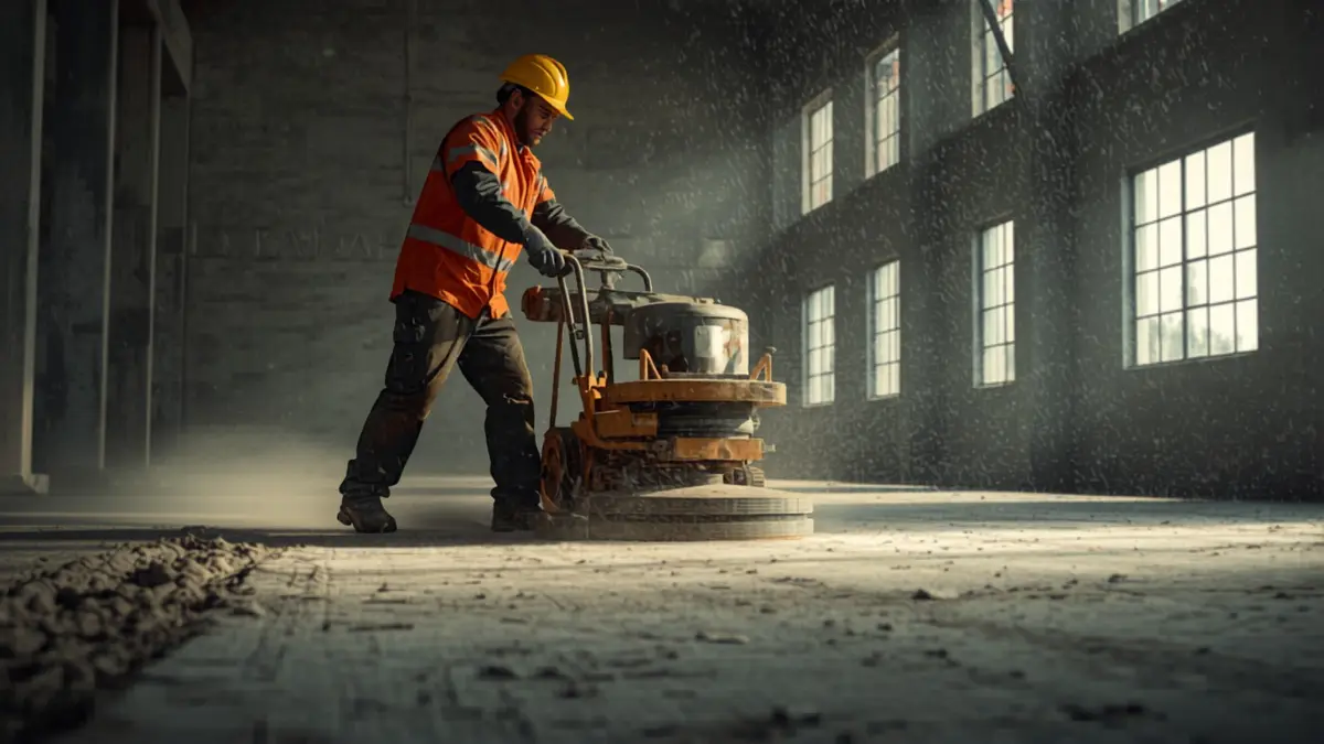 Persiapan permukaan lantai dengan mesin grinding